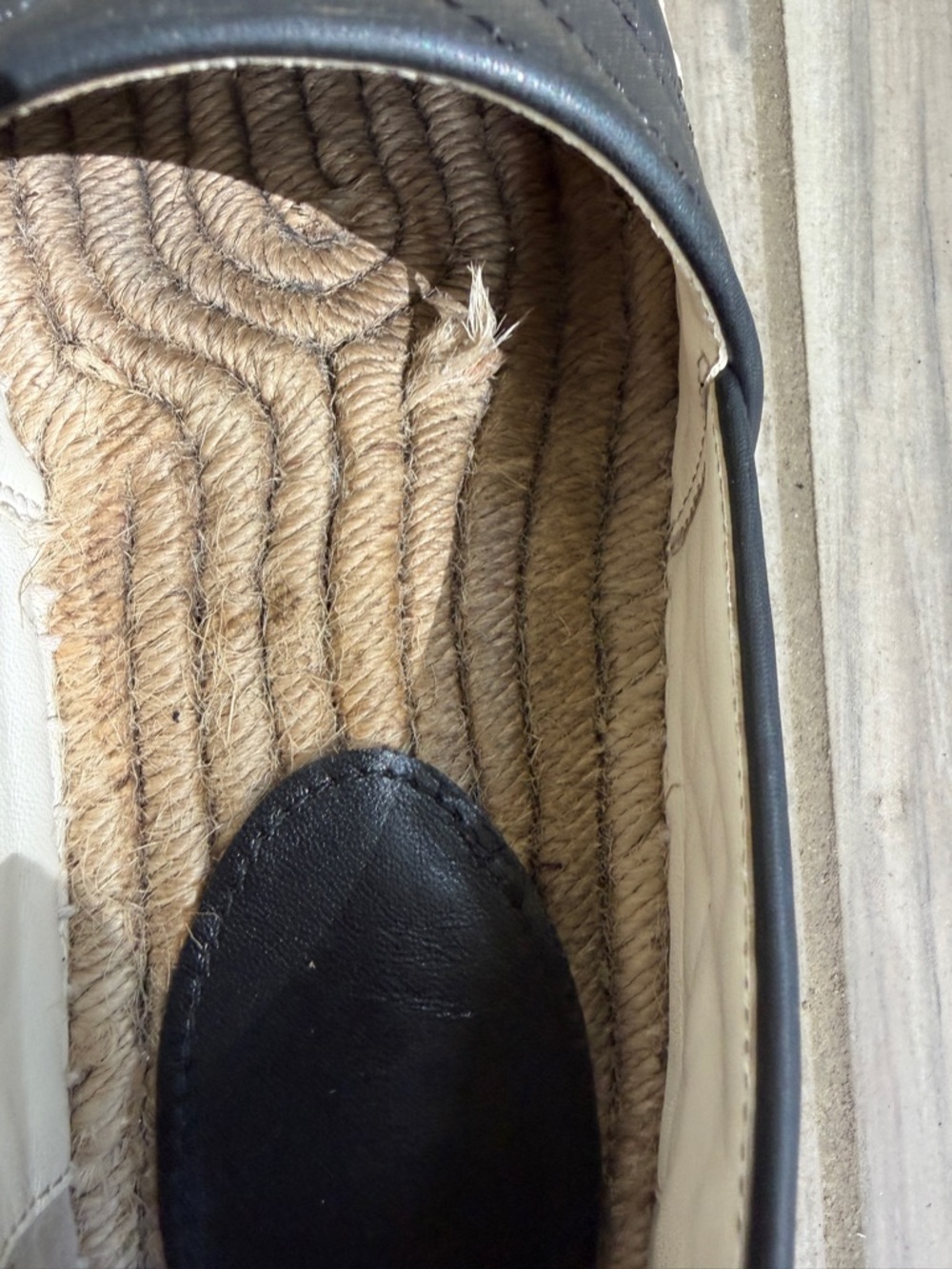 Black Quilted Espadrille Slip-On Shoes with Gold Emblem - Picture 3 of 10